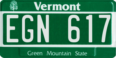 VT license plate EGN617
