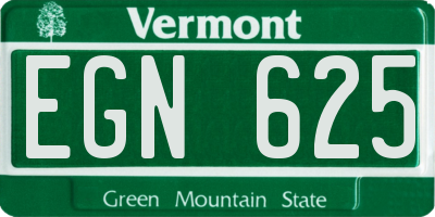 VT license plate EGN625