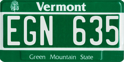 VT license plate EGN635