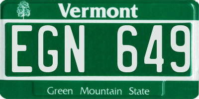 VT license plate EGN649