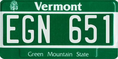VT license plate EGN651
