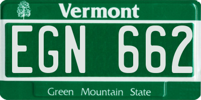 VT license plate EGN662