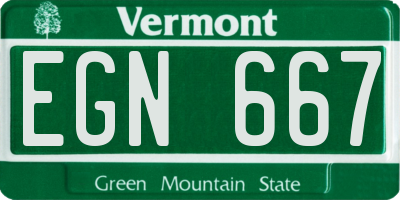 VT license plate EGN667