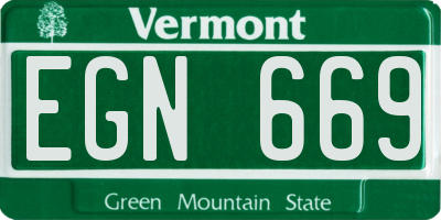 VT license plate EGN669