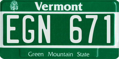 VT license plate EGN671