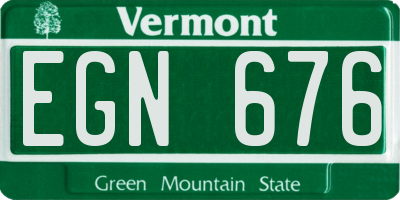VT license plate EGN676