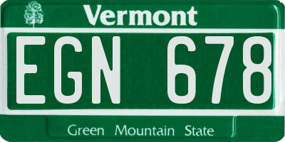 VT license plate EGN678