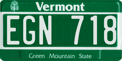 VT license plate EGN718