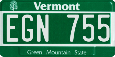 VT license plate EGN755