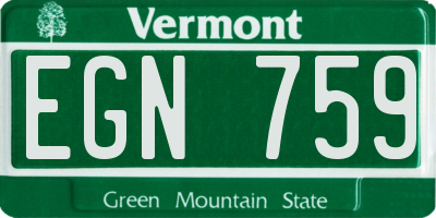 VT license plate EGN759