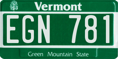 VT license plate EGN781