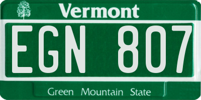 VT license plate EGN807