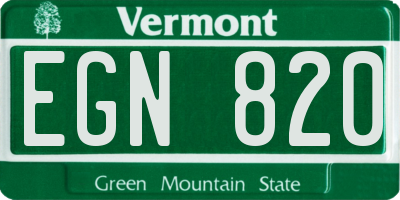 VT license plate EGN820
