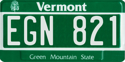 VT license plate EGN821