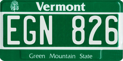 VT license plate EGN826