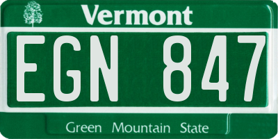VT license plate EGN847