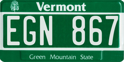 VT license plate EGN867