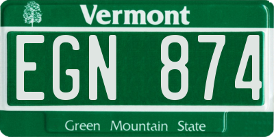 VT license plate EGN874