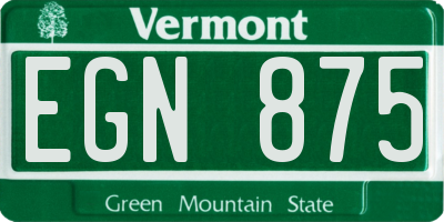 VT license plate EGN875
