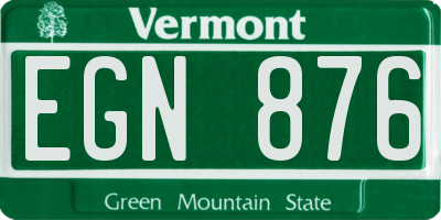 VT license plate EGN876