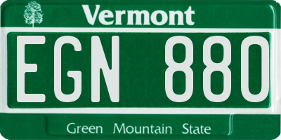 VT license plate EGN880