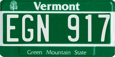 VT license plate EGN917