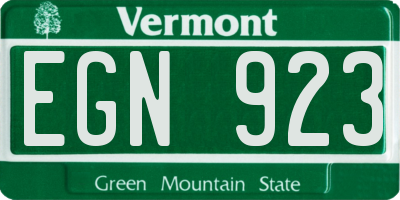 VT license plate EGN923