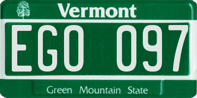 VT license plate EGO097