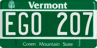 VT license plate EGO207