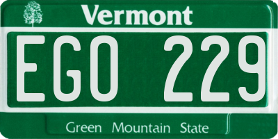 VT license plate EGO229