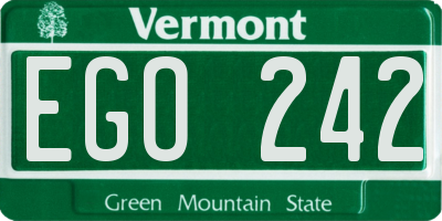 VT license plate EGO242