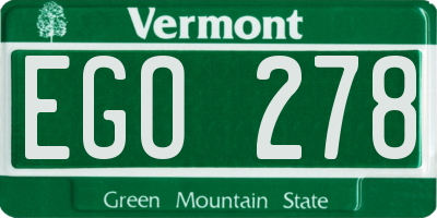 VT license plate EGO278