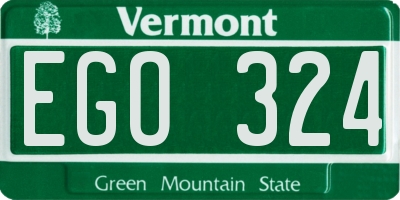 VT license plate EGO324