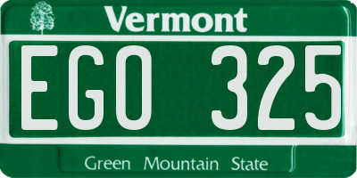 VT license plate EGO325