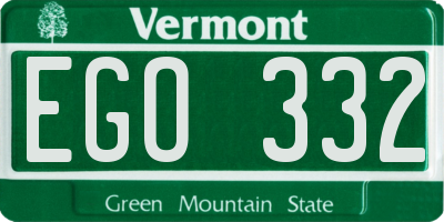 VT license plate EGO332