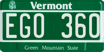 VT license plate EGO360