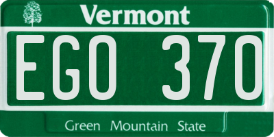 VT license plate EGO370