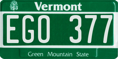 VT license plate EGO377