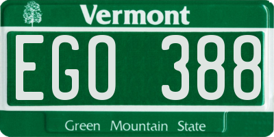 VT license plate EGO388