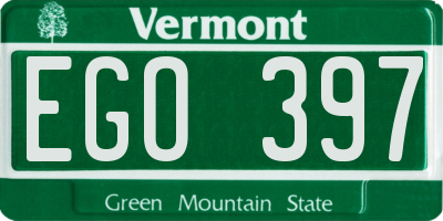 VT license plate EGO397
