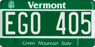 VT license plate EGO405