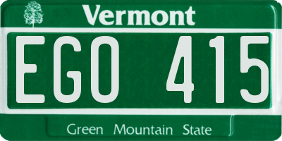 VT license plate EGO415