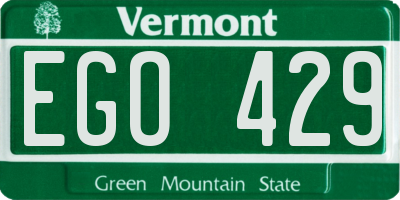 VT license plate EGO429