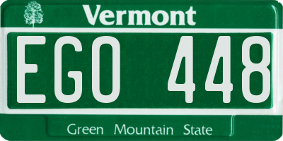 VT license plate EGO448