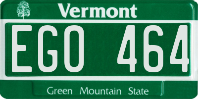 VT license plate EGO464