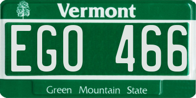 VT license plate EGO466