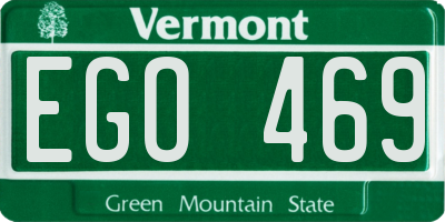 VT license plate EGO469