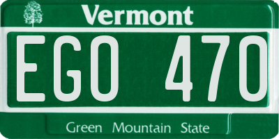 VT license plate EGO470