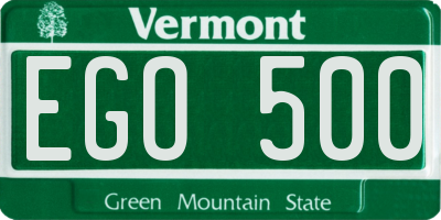VT license plate EGO500