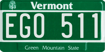 VT license plate EGO511